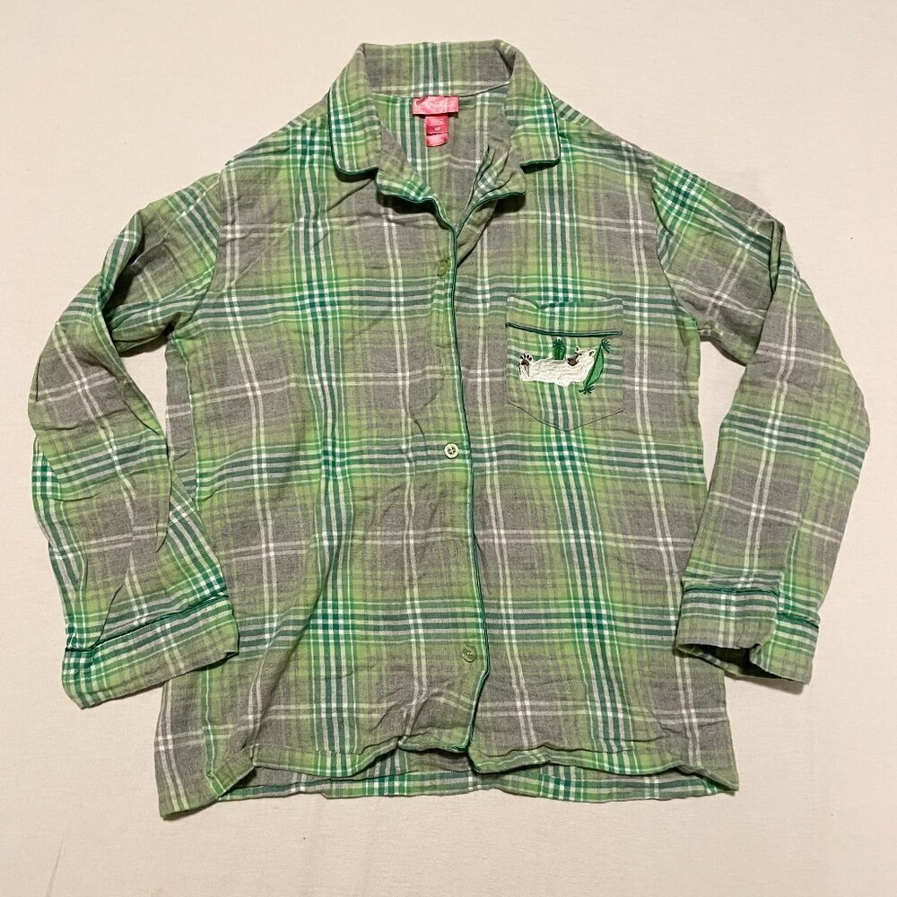 La Senza Candy Plaid Pajama Button Up Top Womens Size Small